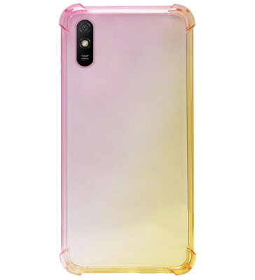 ADEL Siliconen Back Cover Softcase Hoesje voor Xiaomi Redmi 9A - Kleurovergang Roze Geel