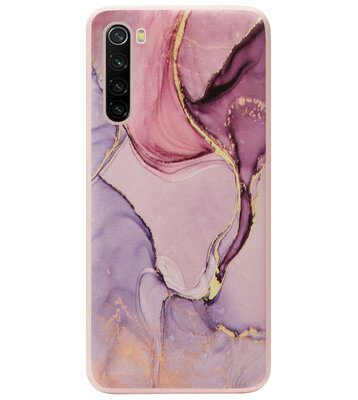 ADEL Siliconen Back Cover Softcase Hoesje voor Xiaomi Redmi Note 8T - Marmer Roze Goud Paars