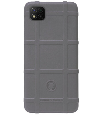 RUGGED SHIELD Rubber Bumper Case Hoesje voor Xiaomi Redmi 9C - Grijs