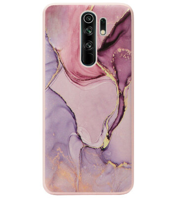 ADEL Siliconen Back Cover Softcase Hoesje voor Xiaomi Redmi 9 - Marmer Roze Goud Paars
