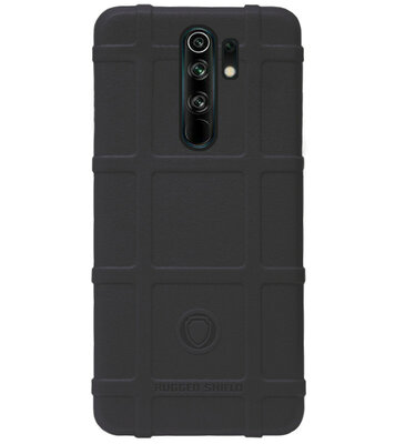 RUGGED SHIELD Rubber Bumper Case Hoesje voor Xiaomi Redmi 9 - Zwart
