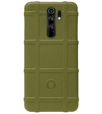 RUGGED SHIELD Rubber Bumper Case Hoesje voor Xiaomi Redmi 9 - Groen