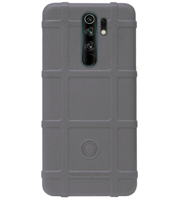 RUGGED SHIELD Rubber Bumper Case Hoesje voor Xiaomi Redmi 9 - Grijs