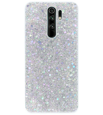 ADEL Premium Siliconen Back Cover Softcase Hoesje voor Xiaomi Redmi 9 - Bling Bling Glitter Zilver