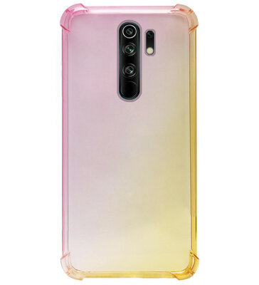 ADEL Siliconen Back Cover Softcase Hoesje voor Xiaomi Redmi 9 - Kleurovergang Roze Geel