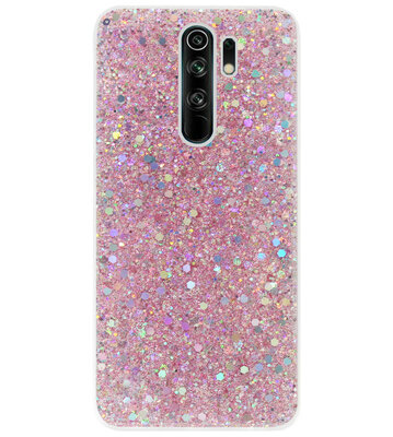 ADEL Premium Siliconen Back Cover Softcase Hoesje voor Xiaomi Redmi 9 - Bling Bling Roze