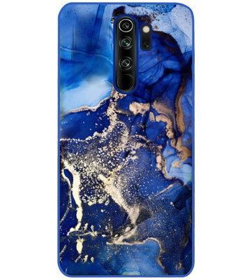 ADEL Siliconen Back Cover Softcase Hoesje voor Xiaomi Redmi 9 - Marmer Blauw Goud