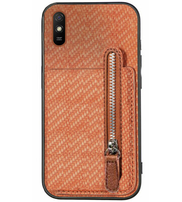 ADEL Kunstleren Back Cover Pasjeshouder Portemonnee Hoesje voor Xiaomi Redmi 9A - Bruin