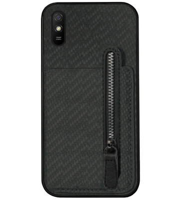 ADEL Kunstleren Back Cover Pasjeshouder Portemonnee Hoesje voor Xiaomi Redmi 9A - Zwart