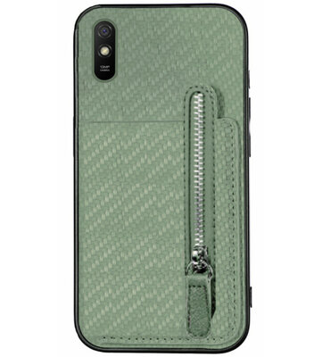ADEL Kunstleren Back Cover Pasjeshouder Portemonnee Hoesje voor Xiaomi Redmi 9A - Groen
