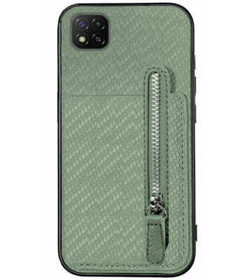 ADEL Kunstleren Back Cover Pasjeshouder Portemonnee Hoesje voor Xiaomi Redmi 9C - Groen