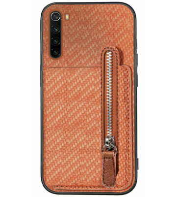 ADEL Kunstleren Back Cover Pasjeshouder Portemonnee Hoesje voor Xiaomi Redmi Note 8T - Bruin