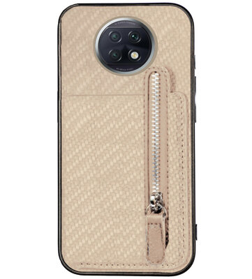 ADEL Kunstleren Back Cover Pasjeshouder Portemonnee Hoesje voor Xiaomi Redmi Note 9T (5G) - Kaki Geelbruin