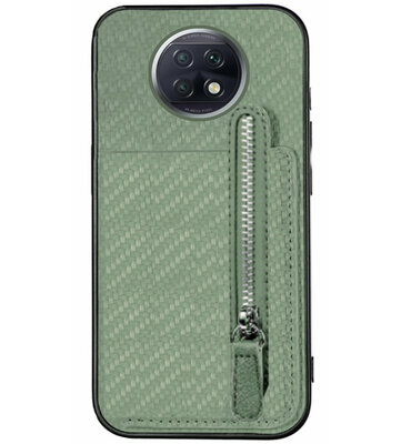 ADEL Kunstleren Back Cover Pasjeshouder Portemonnee Hoesje voor Xiaomi Redmi Note 9T (5G) - Groen