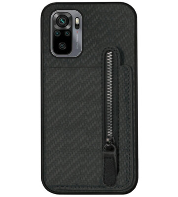 ADEL Kunstleren Back Cover Pasjeshouder Portemonnee Hoesje voor Xiaomi Redmi Note 10 (4G)/ 10s - Zwart