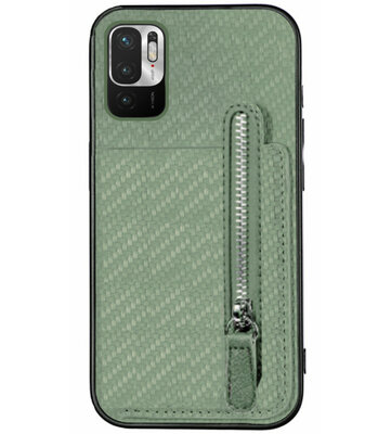 ADEL Kunstleren Back Cover Pasjeshouder Portemonnee Hoesje voor Xiaomi Redmi Note 10 (5G) - Groen