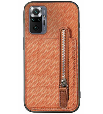 ADEL Kunstleren Back Cover Pasjeshouder Portemonnee Hoesje voor Xiaomi Redmi Note 10 Pro - Bruin