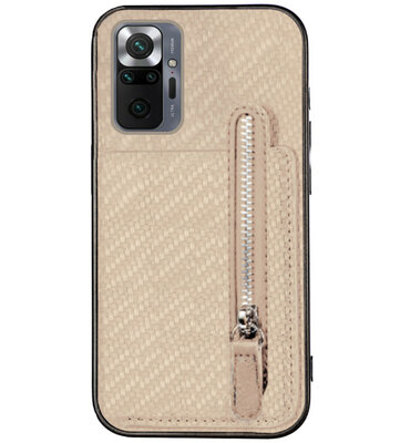 ADEL Kunstleren Back Cover Pasjeshouder Portemonnee Hoesje voor Xiaomi Redmi Note 10 Pro - Kaki Geelbruin