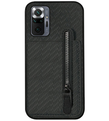 ADEL Kunstleren Back Cover Pasjeshouder Portemonnee Hoesje voor Xiaomi Redmi Note 10 Pro - Zwart