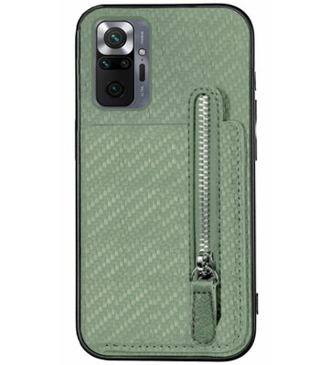 ADEL Kunstleren Back Cover Pasjeshouder Portemonnee Hoesje voor Xiaomi Redmi Note 10 Pro - Groen