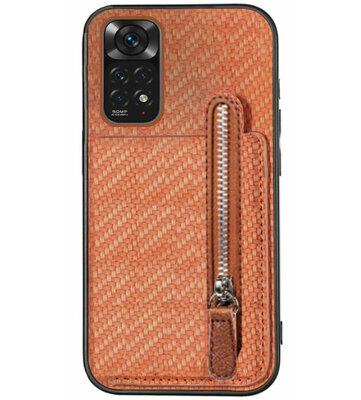 ADEL Kunstleren Back Cover Pasjeshouder Portemonnee Hoesje voor Xiaomi Redmi Note 11 Pro - Bruin