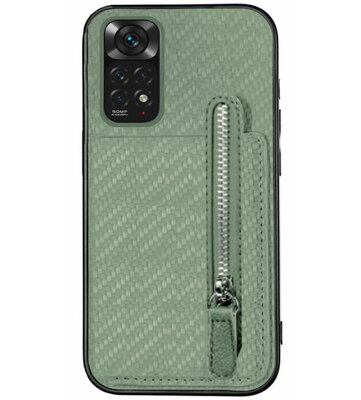 ADEL Kunstleren Back Cover Pasjeshouder Portemonnee Hoesje voor Xiaomi Redmi Note 11 Pro - Groen