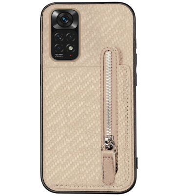 ADEL Kunstleren Back Cover Pasjeshouder Portemonnee Hoesje voor Xiaomi Redmi Note 11s/ 11 - Kaki Geelbruin