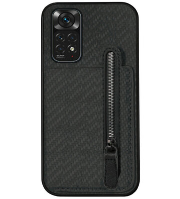 ADEL Kunstleren Back Cover Pasjeshouder Portemonnee Hoesje voor Xiaomi Redmi Note 11s/ 11 - Zwart