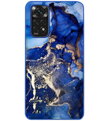 ADEL Siliconen Back Cover Softcase Hoesje voor Xiaomi Redmi Note 11s/ 11 - Marmer Blauw Goud
