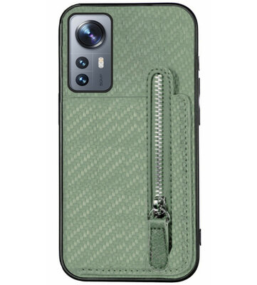 ADEL Kunstleren Back Cover Pasjeshouder Portemonnee Hoesje voor Xiaomi 12 Pro - Groen