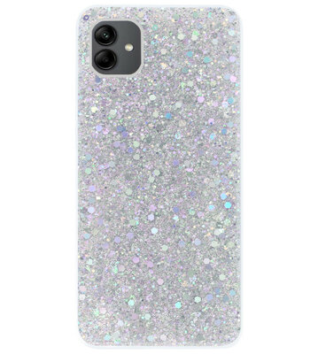 ADEL Premium Siliconen Back Cover Softcase Hoesje voor Samsung Galaxy A04 - Bling Bling Glitter Zilver