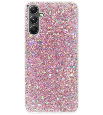ADEL Premium Siliconen Back Cover Softcase Hoesje voor Samsung Galaxy A34 - Bling Bling Roze