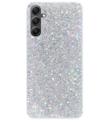 ADEL Premium Siliconen Back Cover Softcase Hoesje voor Samsung Galaxy A34 - Bling Bling Glitter Zilver