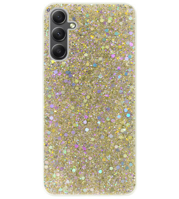 ADEL Premium Siliconen Back Cover Softcase Hoesje voor Samsung Galaxy A34 - Bling Bling Glitter Goud
