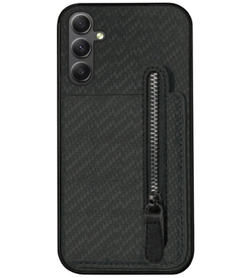 ADEL Kunstleren Back Cover Pasjeshouder Portemonnee Hoesje voor Samsung Galaxy A14 (5G/ 4G) - Zwart