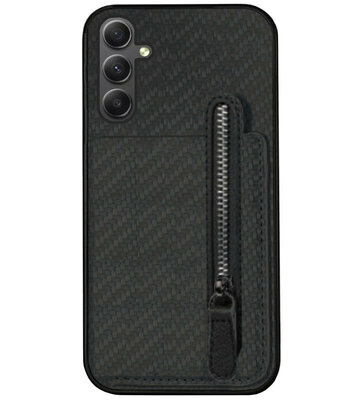 ADEL Kunstleren Back Cover Pasjeshouder Portemonnee Hoesje voor Samsung Galaxy A54 (5G) - Zwart