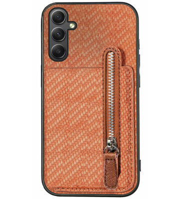 ADEL Kunstleren Back Cover Pasjeshouder Portemonnee Hoesje voor Samsung Galaxy A13 (5G)/ A04s - Bruin