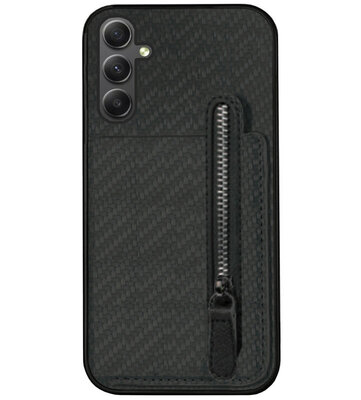 ADEL Kunstleren Back Cover Pasjeshouder Portemonnee Hoesje voor Samsung Galaxy A13 (5G)/ A04s - Zwart