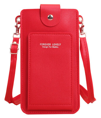 ADEL Telefoontasje Pasjeshouder Touchscreen-functie Crossbody Universeel - Rood