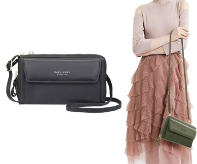 Telefoontasje Universeel met Crossbody Schouderband voor Vrije Handen - Stevig Portemonnee Telefoon Tasje met Veel Opbergruimte - Telefoontasjes voor Dames - Geschikt voor o.a. iPhone, Samsung, Honor, Google Pixel, Lenovo en Xiaomi - Zwart