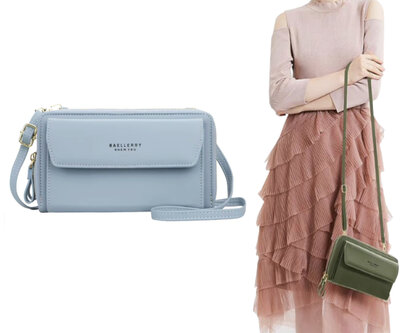 ADEL Telefoontasje Pasjeshouder Touchscreen-functie Crossbody Universeel - Lichtblauw