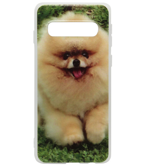 ADEL Siliconen Back Cover Softcase Hoesje voor Samsung Galaxy S10 - Dwergkees Pomeriaan Hond
