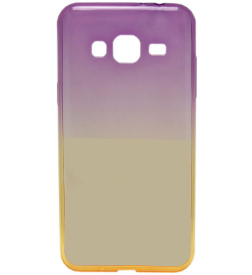 ADEL Siliconen Softcase Back Cover hoesje voor Samsung Galaxy J3 (2015)/ J3 (2016) - Kleurenovergang Paars en Geel