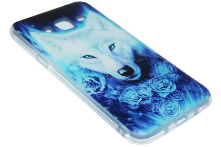 Blauw wolven siliconen hoesje Samsung Galaxy J3 (2015) / J3 (2016)