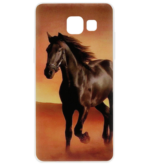 ADEL Siliconen Back Cover Softcase Hoesje voor Samsung Galaxy A5 (2017) - Paarden Zwart