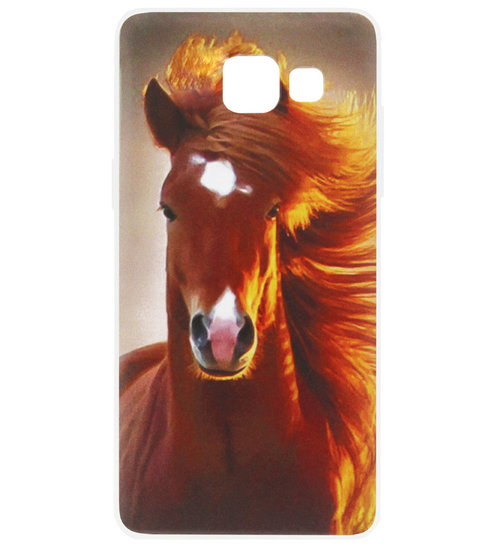 ADEL Siliconen Back Cover Softcase Hoesje voor Samsung Galaxy A3 (2017) - Paarden Bruin