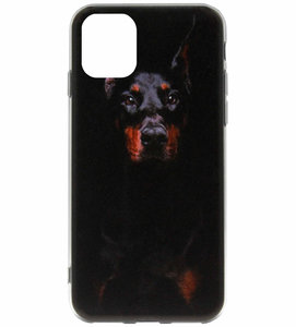 ADEL Siliconen Back Cover Softcase Hoesje voor iPhone 11 - Dobermann Pinscher Hond